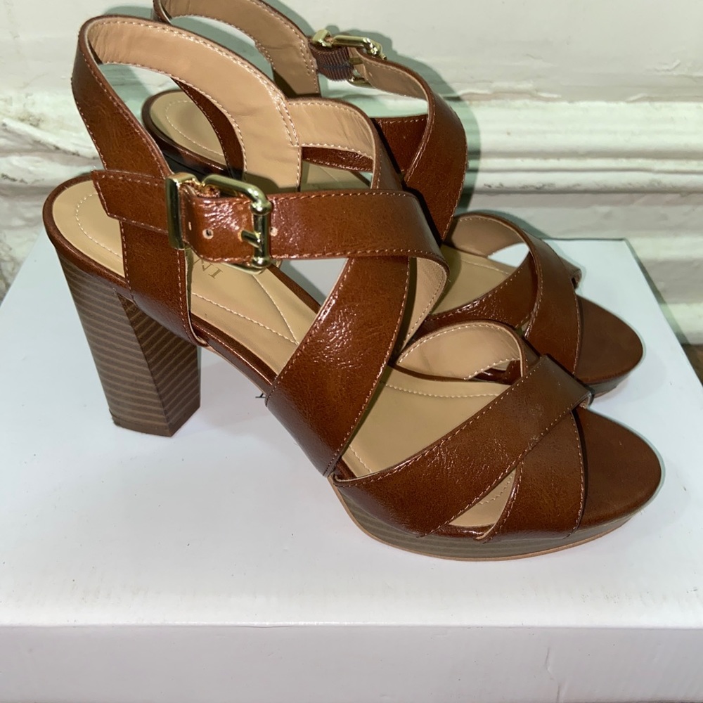 Alfani Palaria Open Toe Sandals, Cognac, Size 6